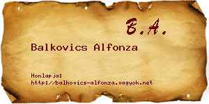 Balkovics Alfonza névjegykártya